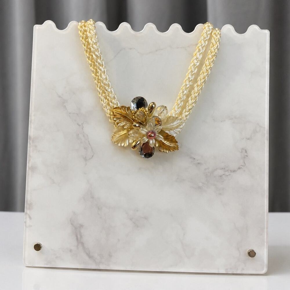 Vintage Cream Multi-Strand Rope Floral Statement Necklace